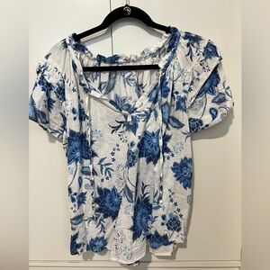 White top with blue paisley size L